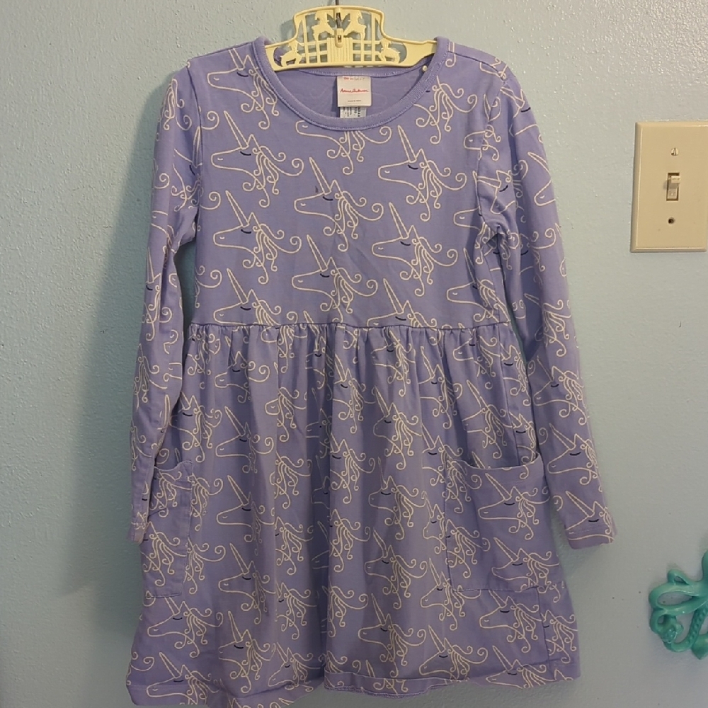Hanna Andersson Long Sleeve Playground Dress with Pockets Fancy Unicorn
